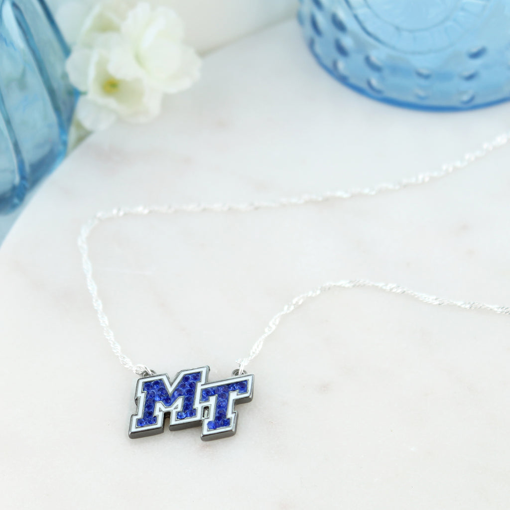 MTSU Crystal Logo Necklace