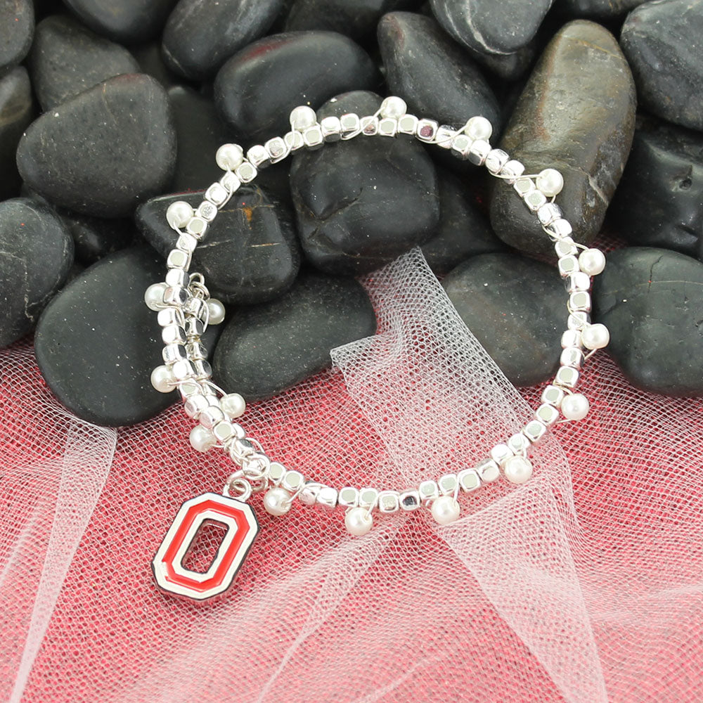 Ohio State Enamel Logo & Pearl Bracelet