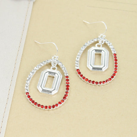 Ohio State Crystal Loop Earrings