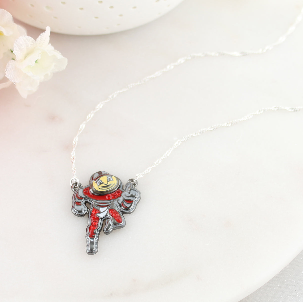 Ohio State “Brutus” Crystal Logo Necklace