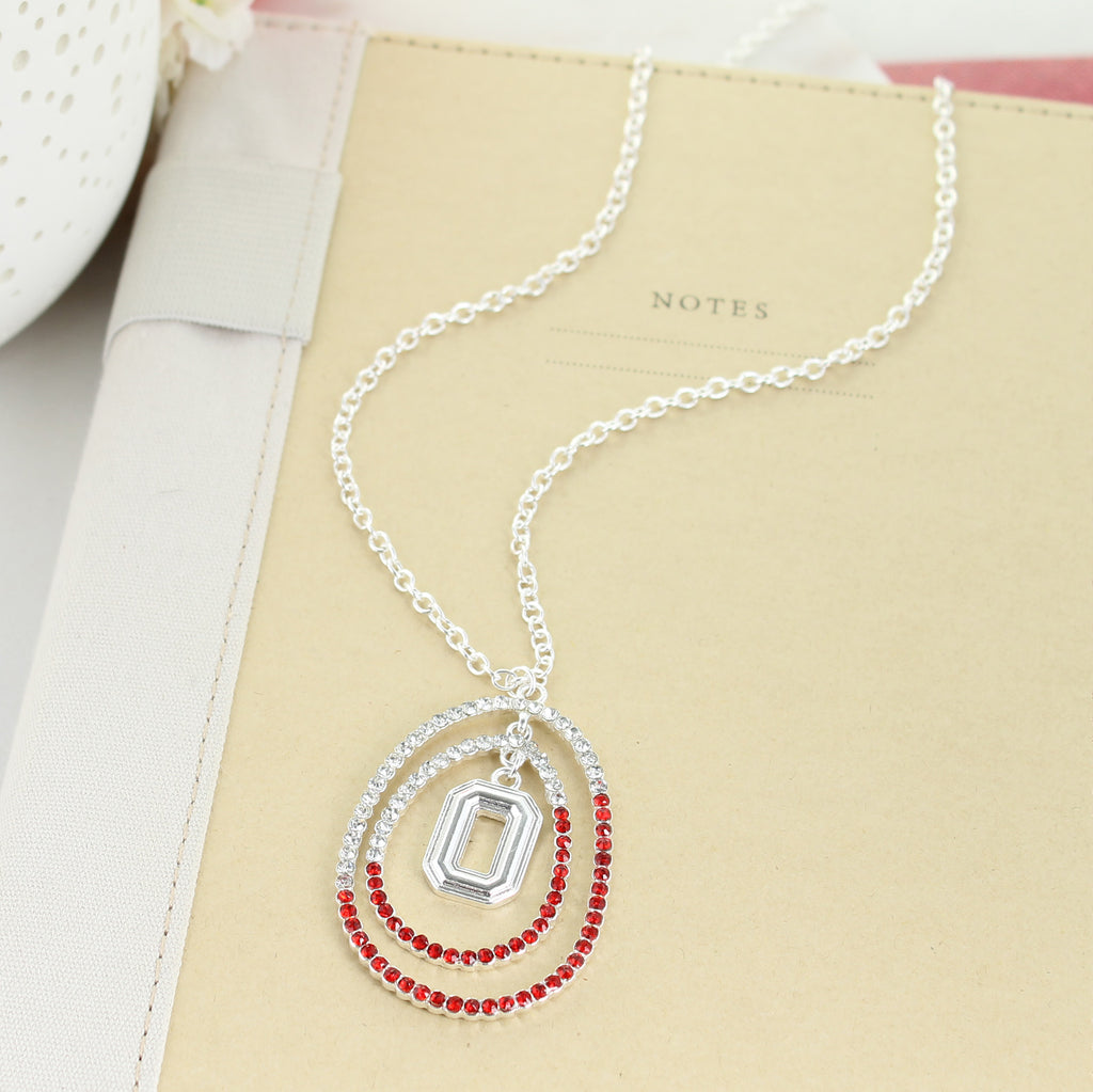 34" Ohio State Crystal Loop Necklace