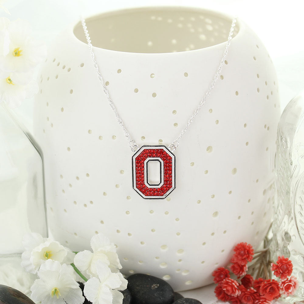 Ohio State Crystal Logo Necklace
