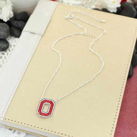 Ohio State Crystal Logo Necklace