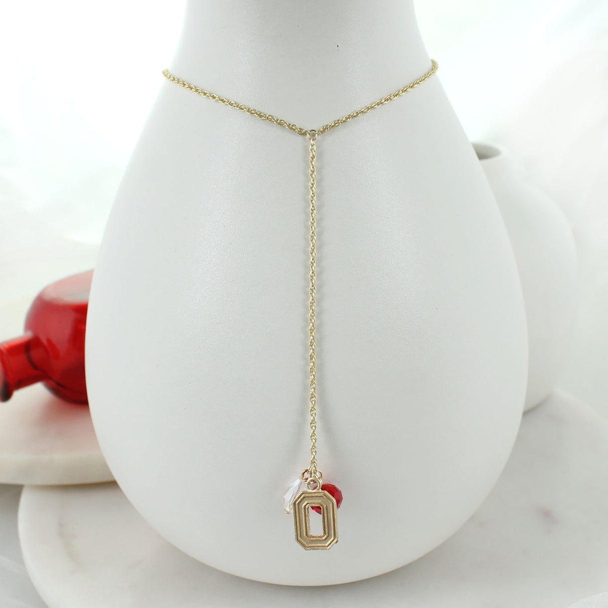 32" Ohio State Matte Gold Logo Y-Necklace