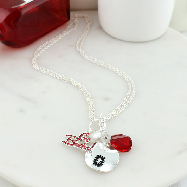 Ohio State Logo Disc & Slogan Cluster Convertible Necklace