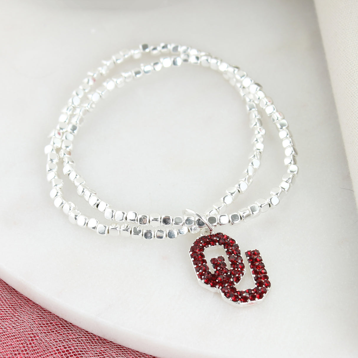 Oklahoma Crystal Logo Stretch Bracelet