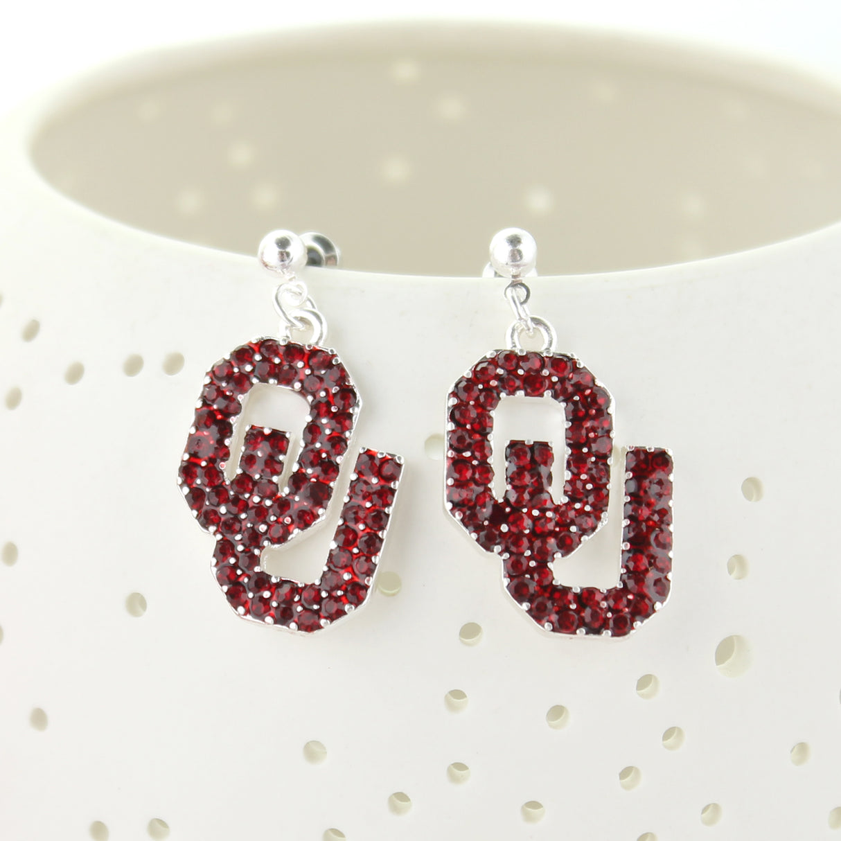 Oklahoma Crystal Logo Earrings