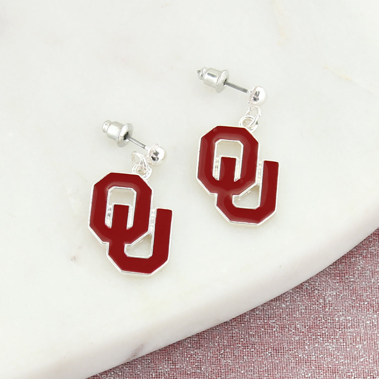 Oklahoma Enamel Logo Earrings