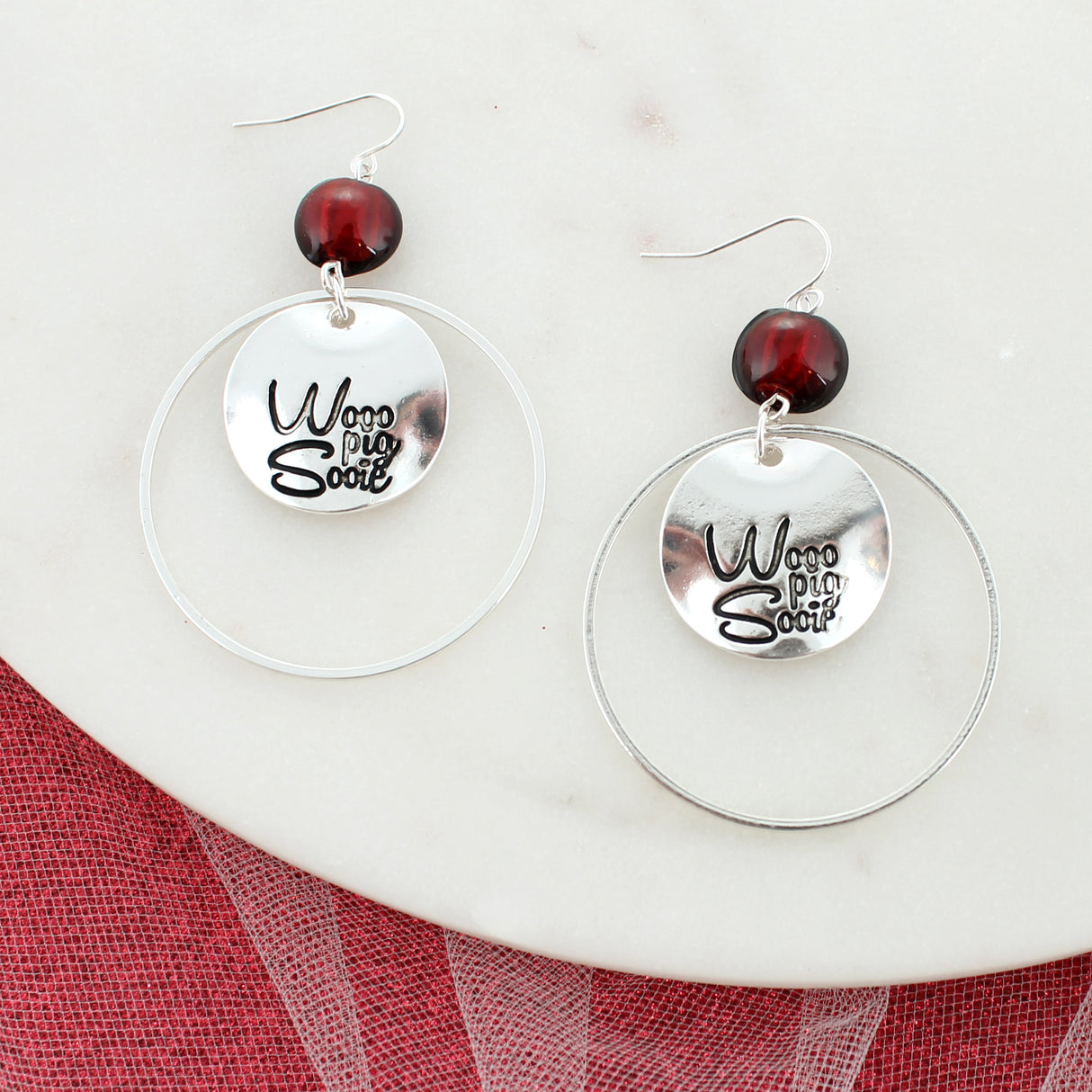 Arkansas Slogan Disc Earrings