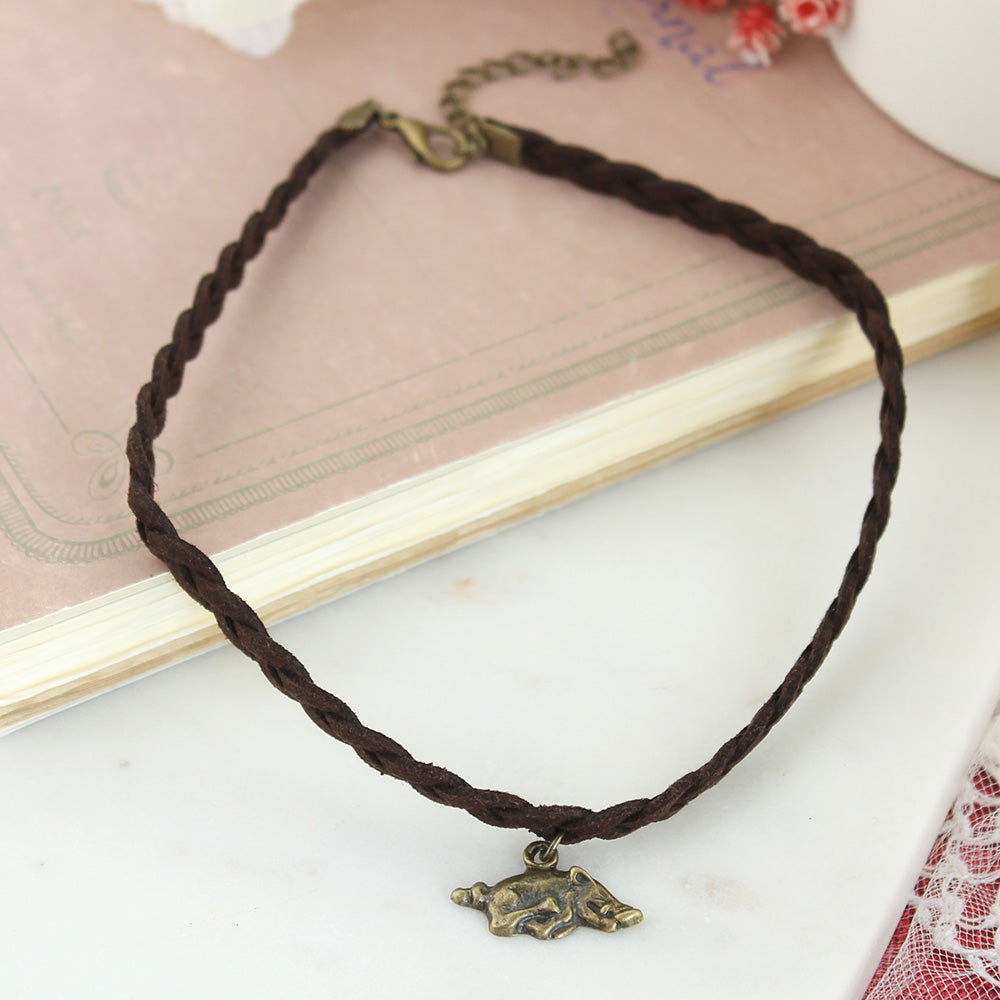 Arkansas Vintage Style Logo Braided Choker
