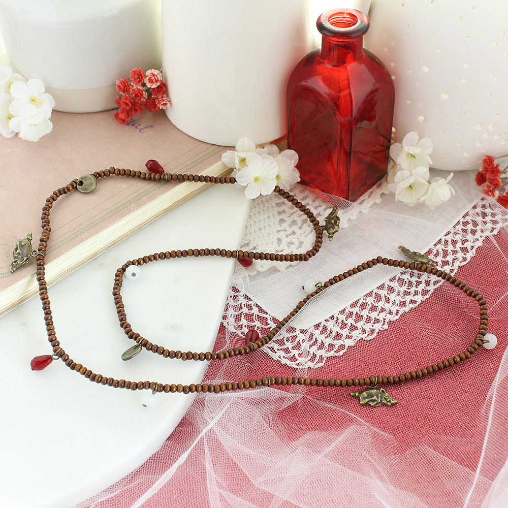 Arkansas Wood Bead Stretch Necklace/Bracelet