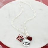 Arkansas Logo Disc & Slogan Cluster Convertible Necklace