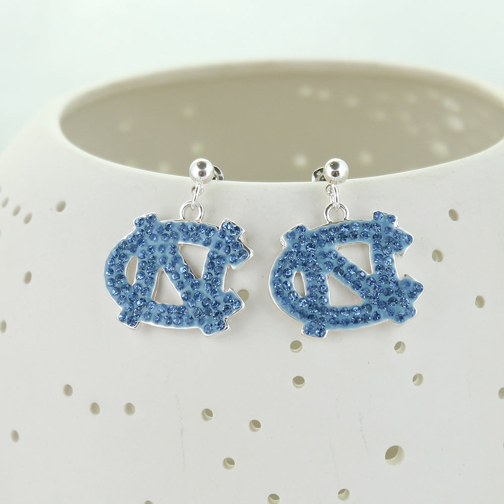 North Carolina Crystal Logo Earrings