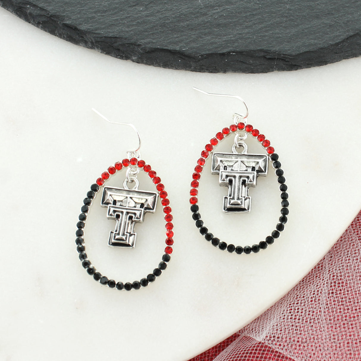 Texas Tech Crystal Loop Earrings