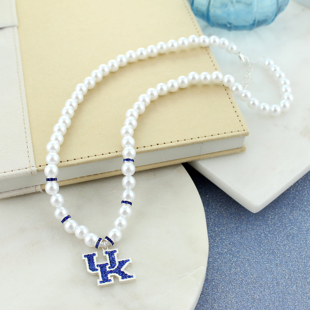 20 - 22” Kentucky Pearl & Crystal Logo Necklace