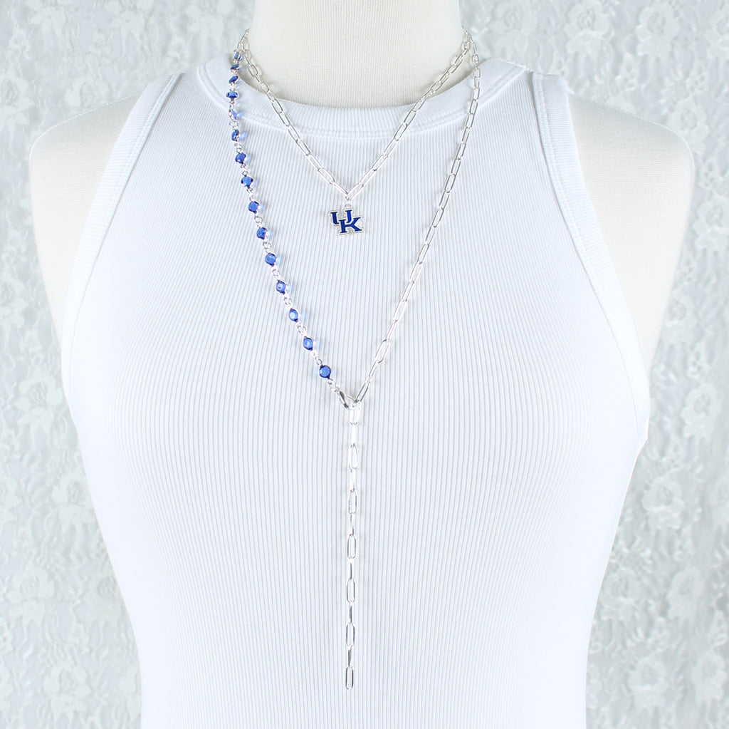 18 - 32” Kentucky Paperclip Chain & Enamel Logo Necklace Set
