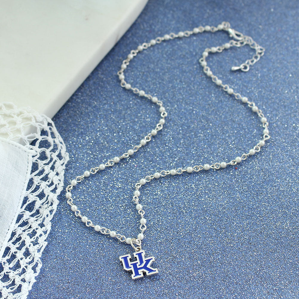 Kentucky Enamel Logo & Pearl Necklace