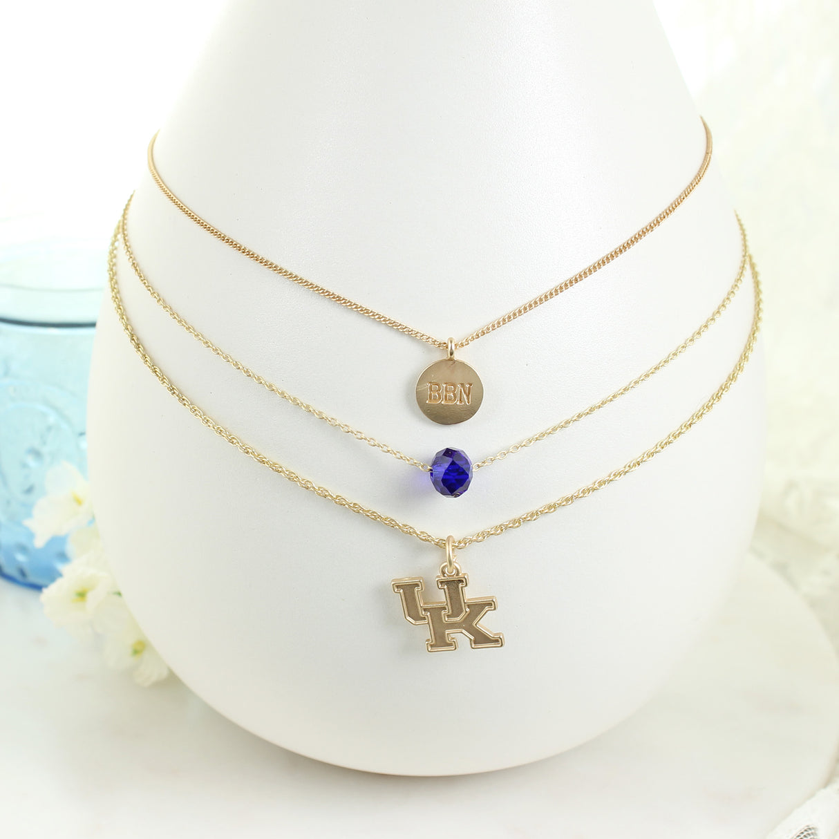 16” - 20” Kentucky Matte Gold Logo Trio Necklace Set