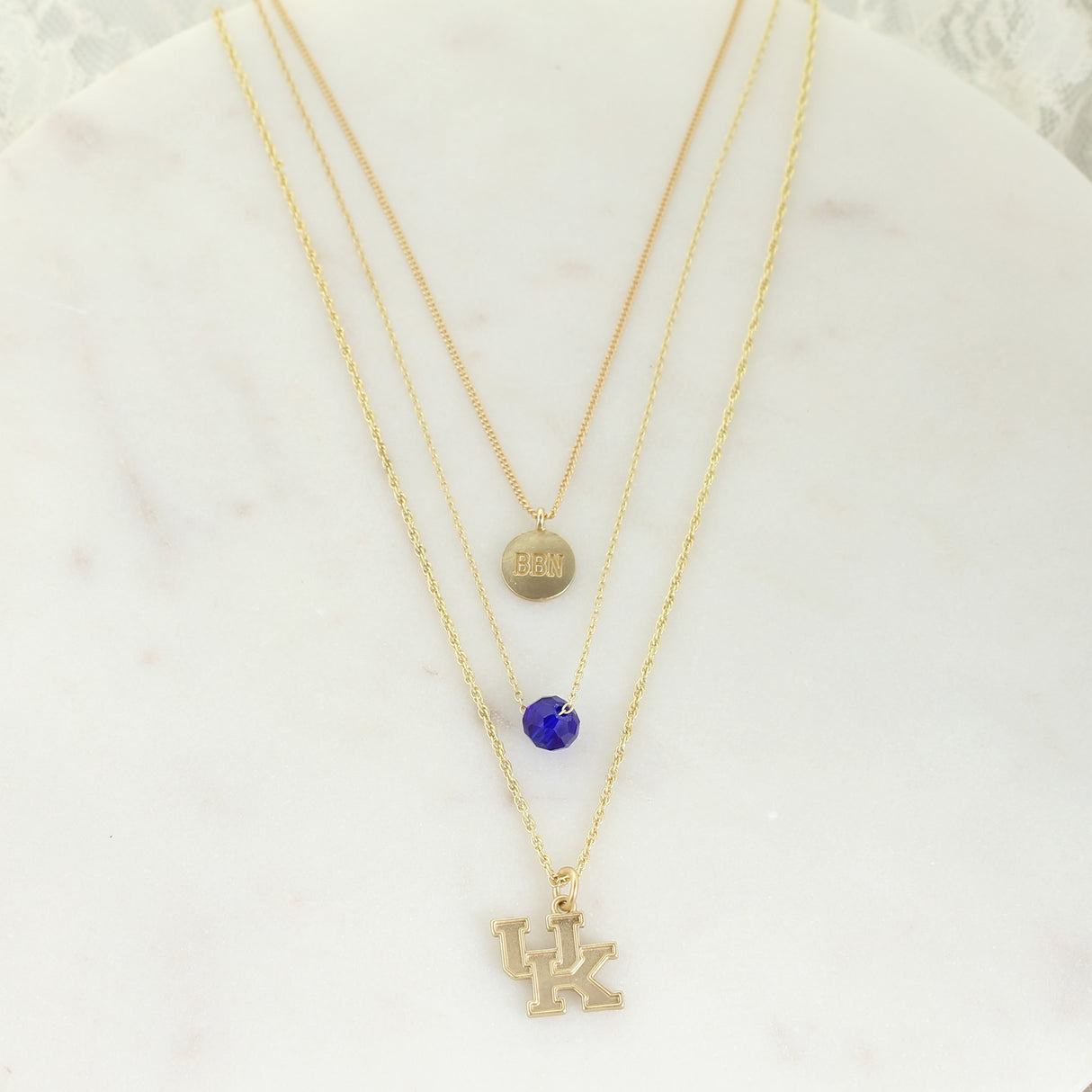 16” - 20” Kentucky Matte Gold Logo Trio Necklace Set