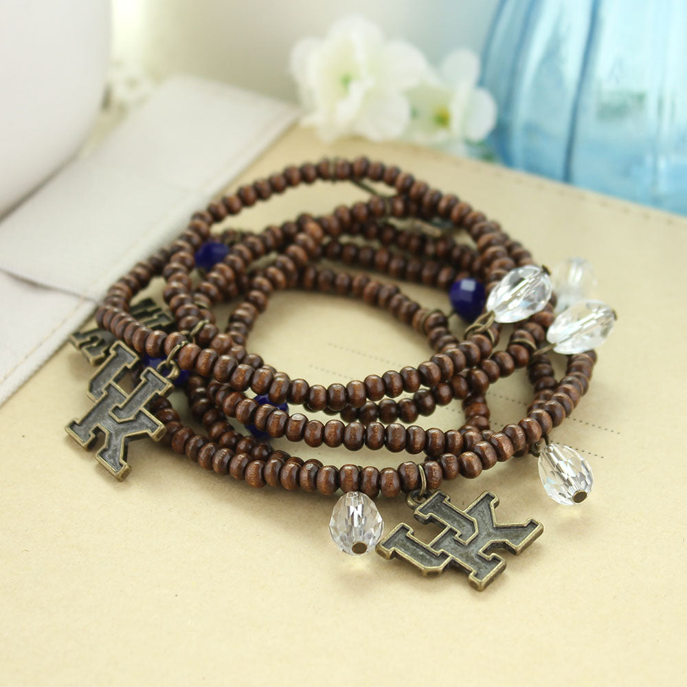 Kentucky Wood Bead Stretch Necklace/Bracelet