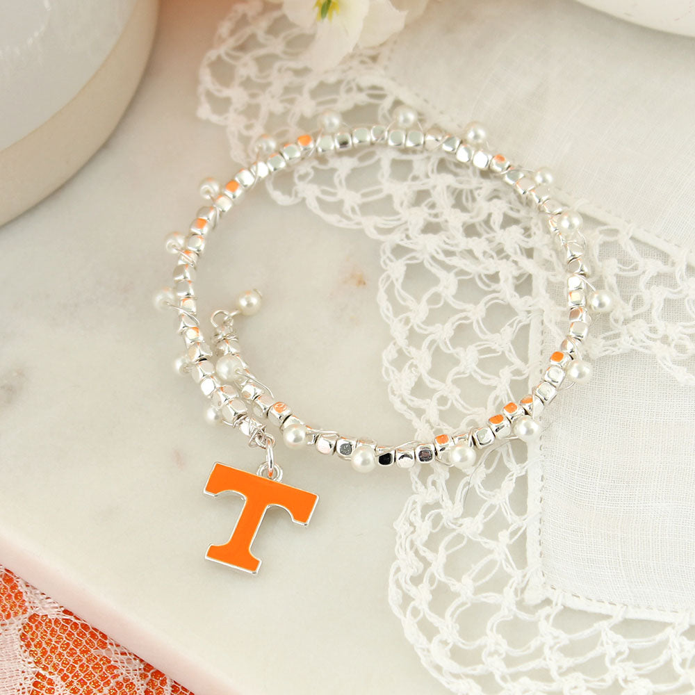 Tennessee Enamel Logo & Pearl Bracelet