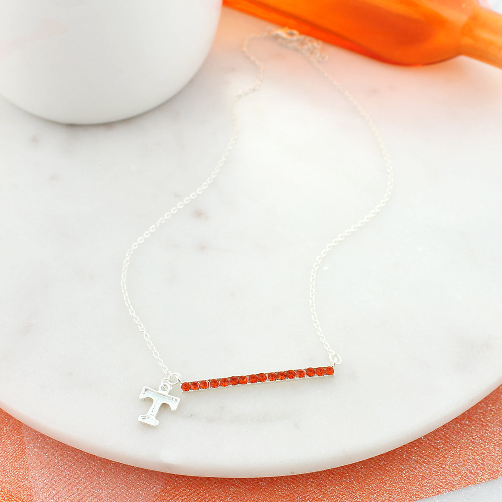 18” Tennessee Logo & Crystal Bar Necklace