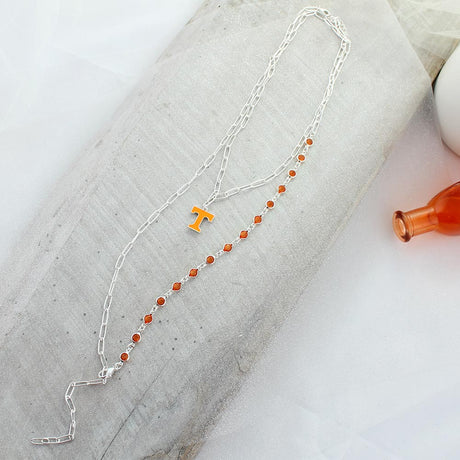 18 - 32” Tennessee Paperclip Chain & Enamel Logo Necklace Set