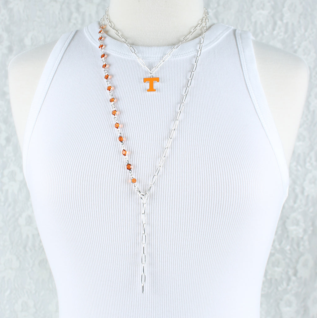 18 - 32” Tennessee Paperclip Chain & Enamel Logo Necklace Set