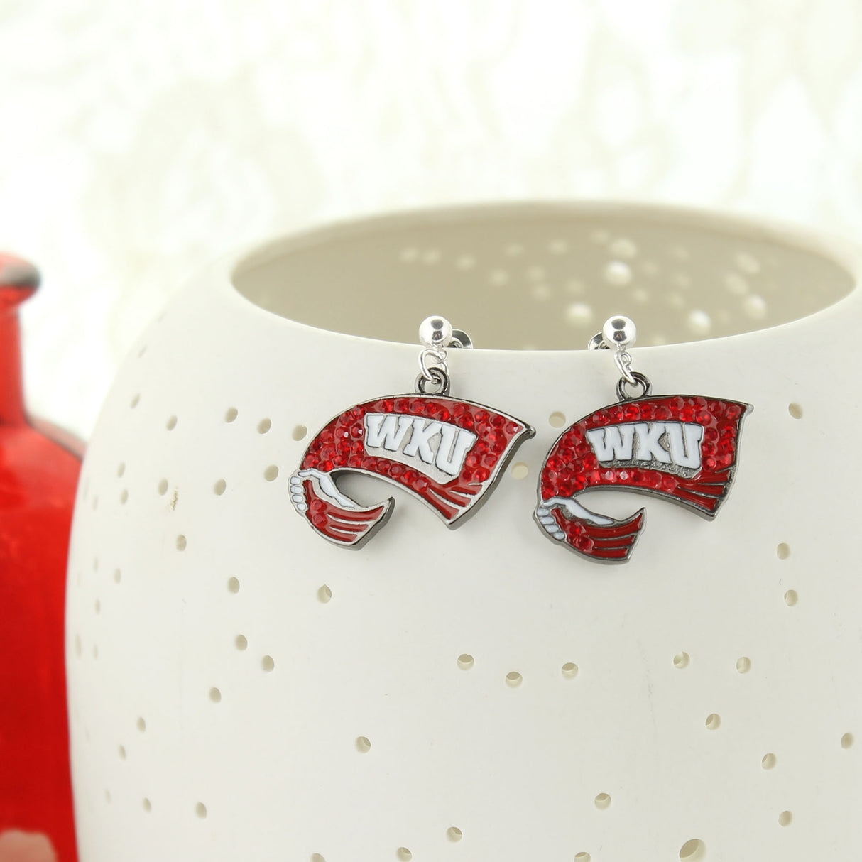 Western Kentucky Crystal Logo Earrings