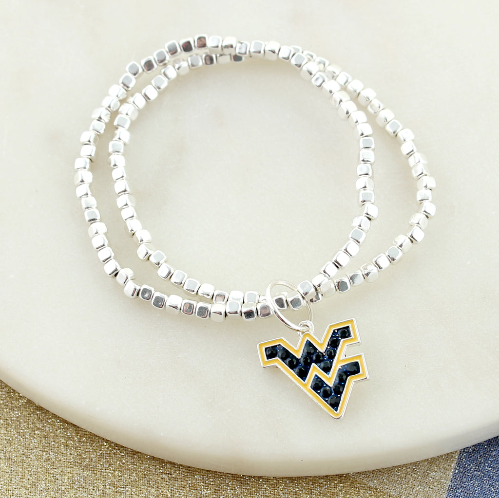 West Virginia Crystal Logo Stretch Bracelet