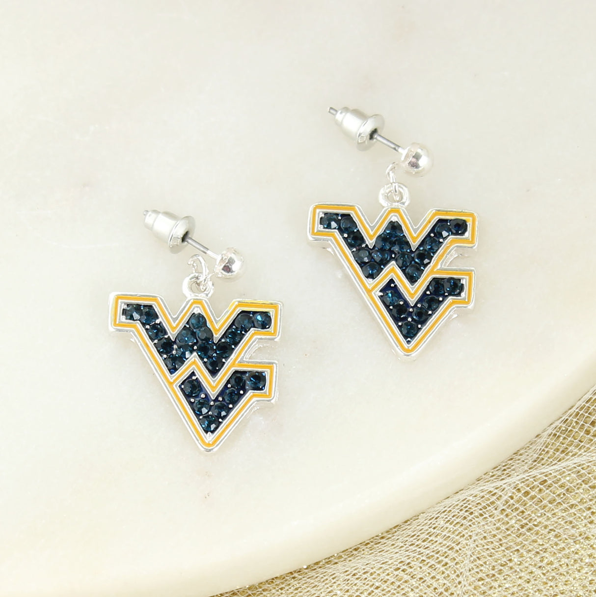 West Virginia Crystal Logo Earrings