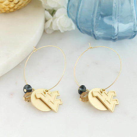 West Virginia Matte Gold Logo Hoop Earrings