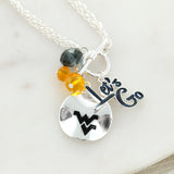 18 - 36” West Virginia Logo Disc & Slogan Cluster Convertible Necklace