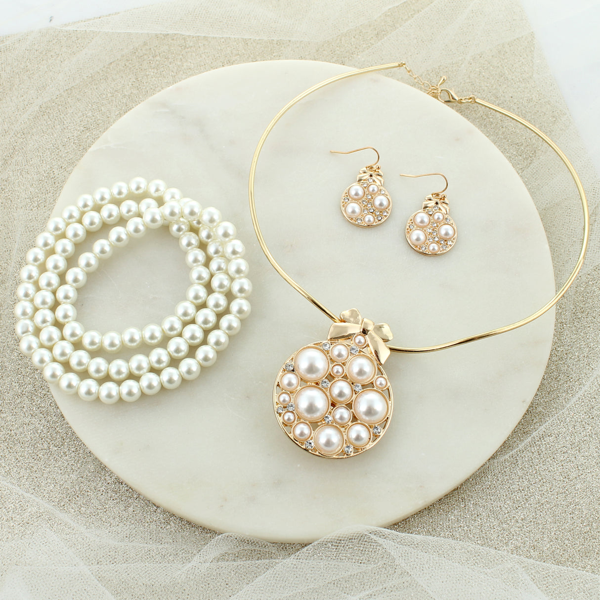 Gold Pearl & Crystal Christmas Ornament Earrings