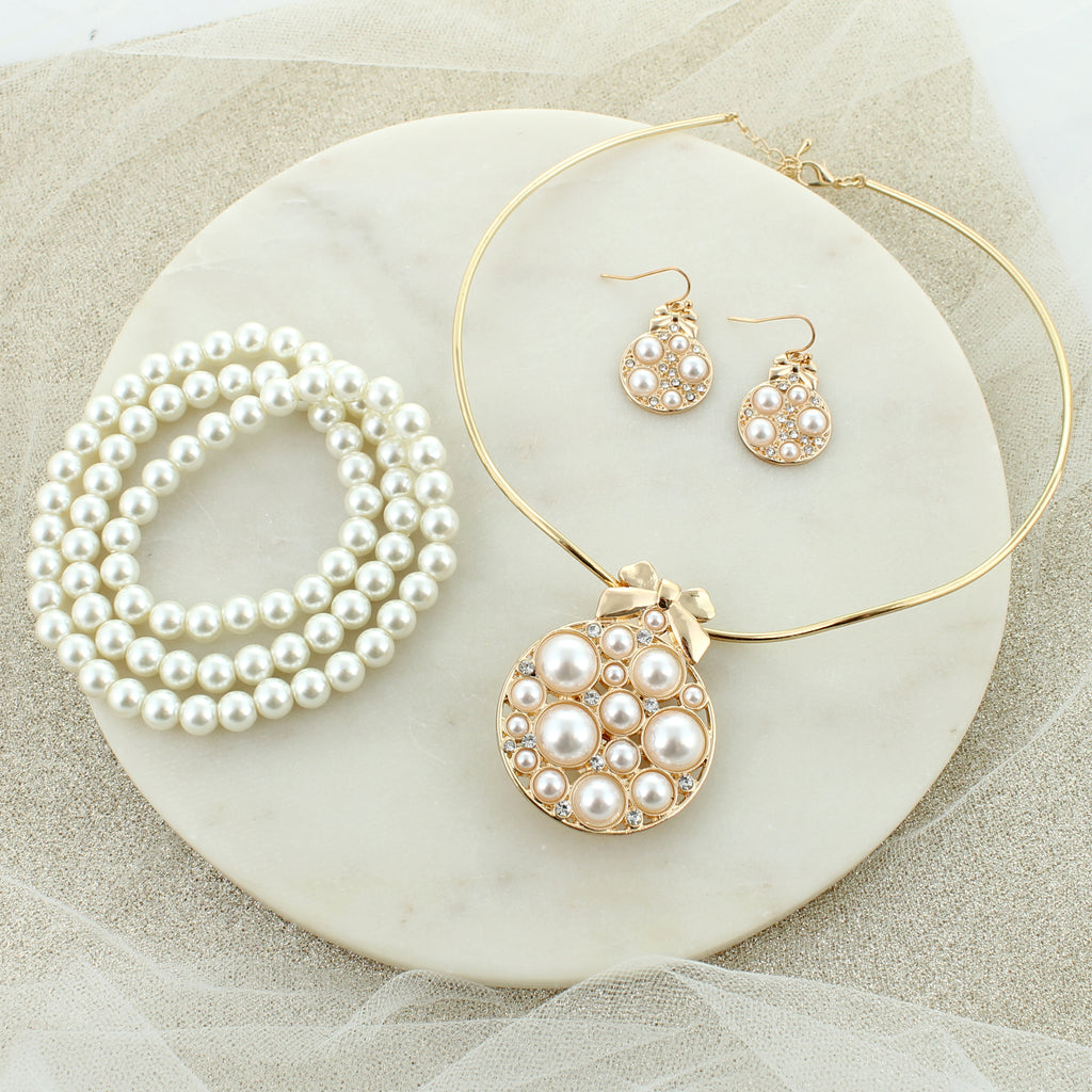 Gold Pearl & Crystal Christmas Ornament Pin/Pendant