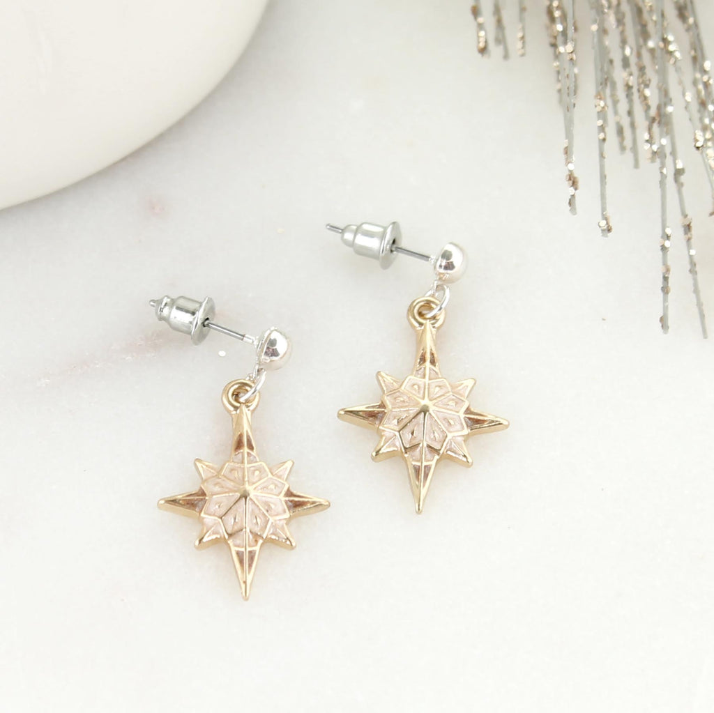 Enamel & Gold Nativity Star Earrings