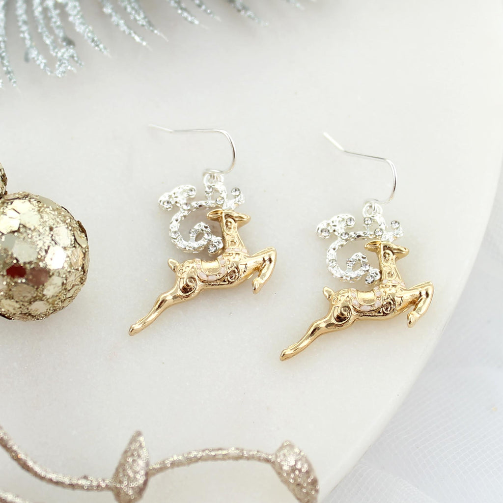 Gold & Silver Reindeer Earrings