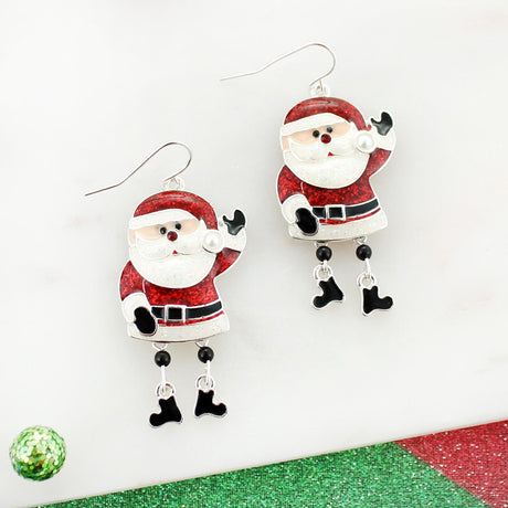 Dangle Leg Santa Christmas Earrings