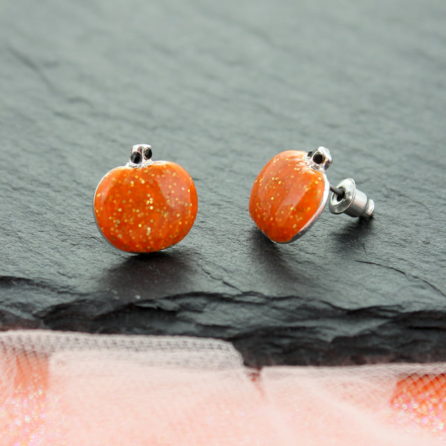 Enamel Pumpkin Stud Earrings