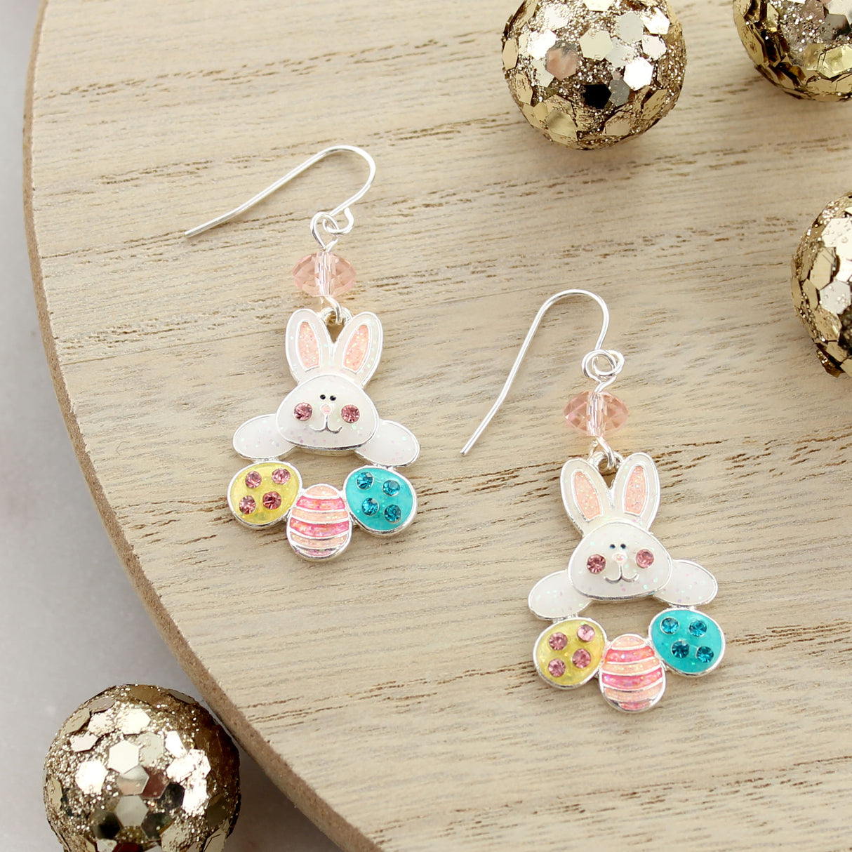 Enamel Bunny & Egg Earrings