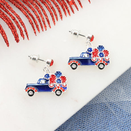 Patriotic Fireworks Truck Earrings