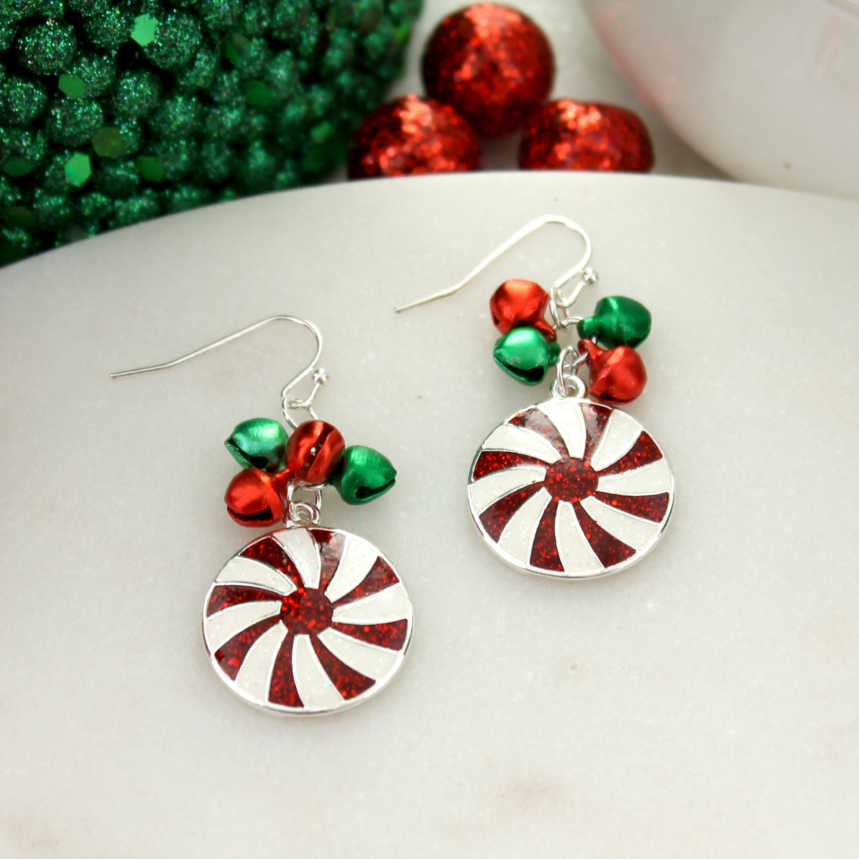 Peppermint Jingle Bell Earrings