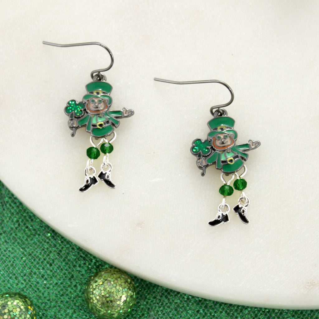 Dangle Leg Leprechaun St. Patrick’s Day Earrings