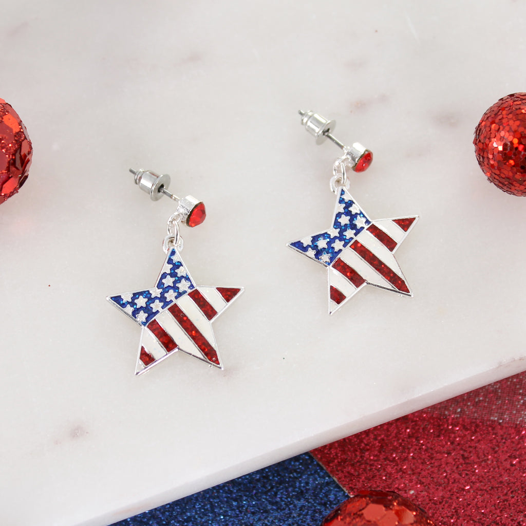 Patriotic Flag Star Earrings