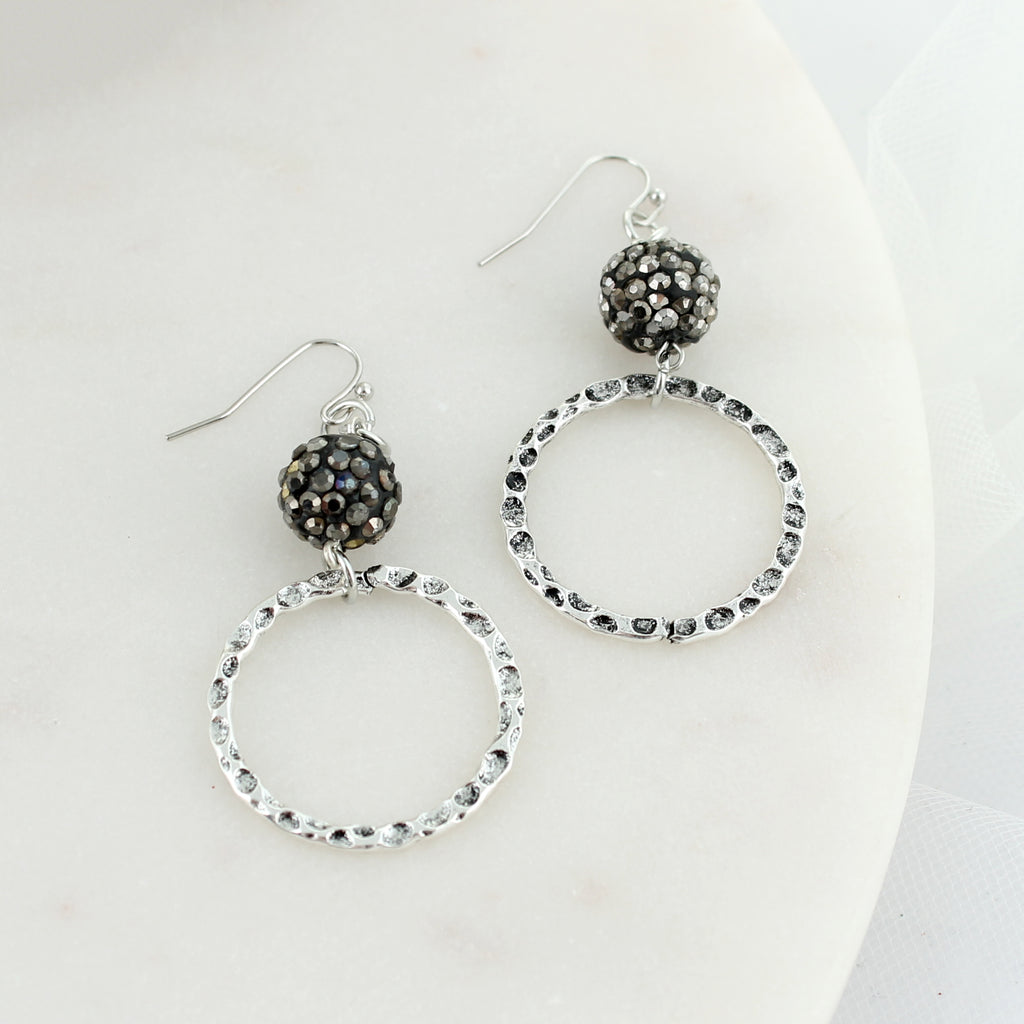 Silver Loop & Hematite Earrings