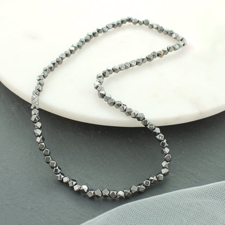 18" Gunmetal Bead Stretch Necklace