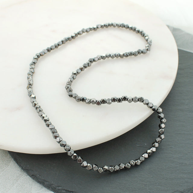 24" Gunmetal Bead Stretch Necklace