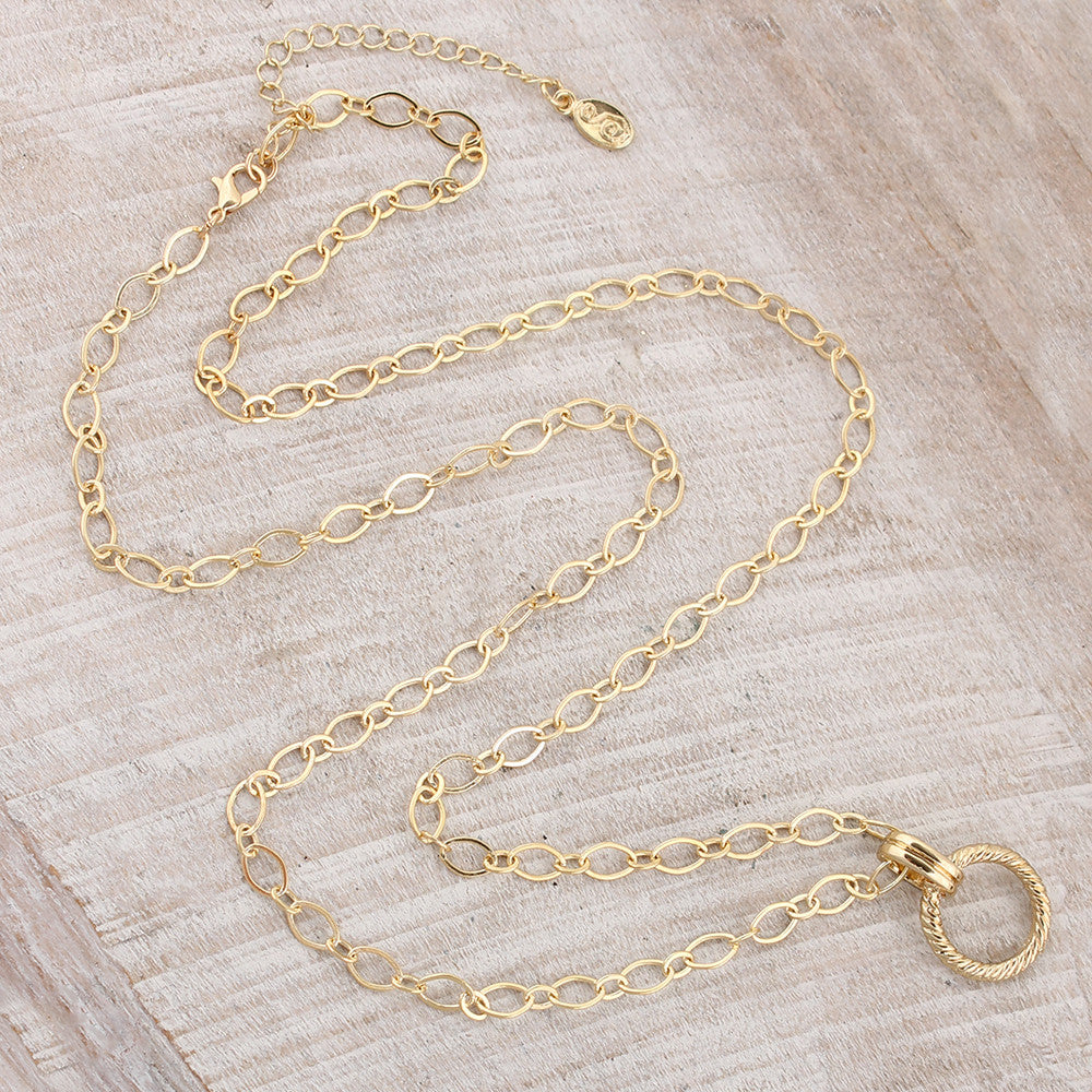 30” Gold Chain Necklace w/ Gold Circle