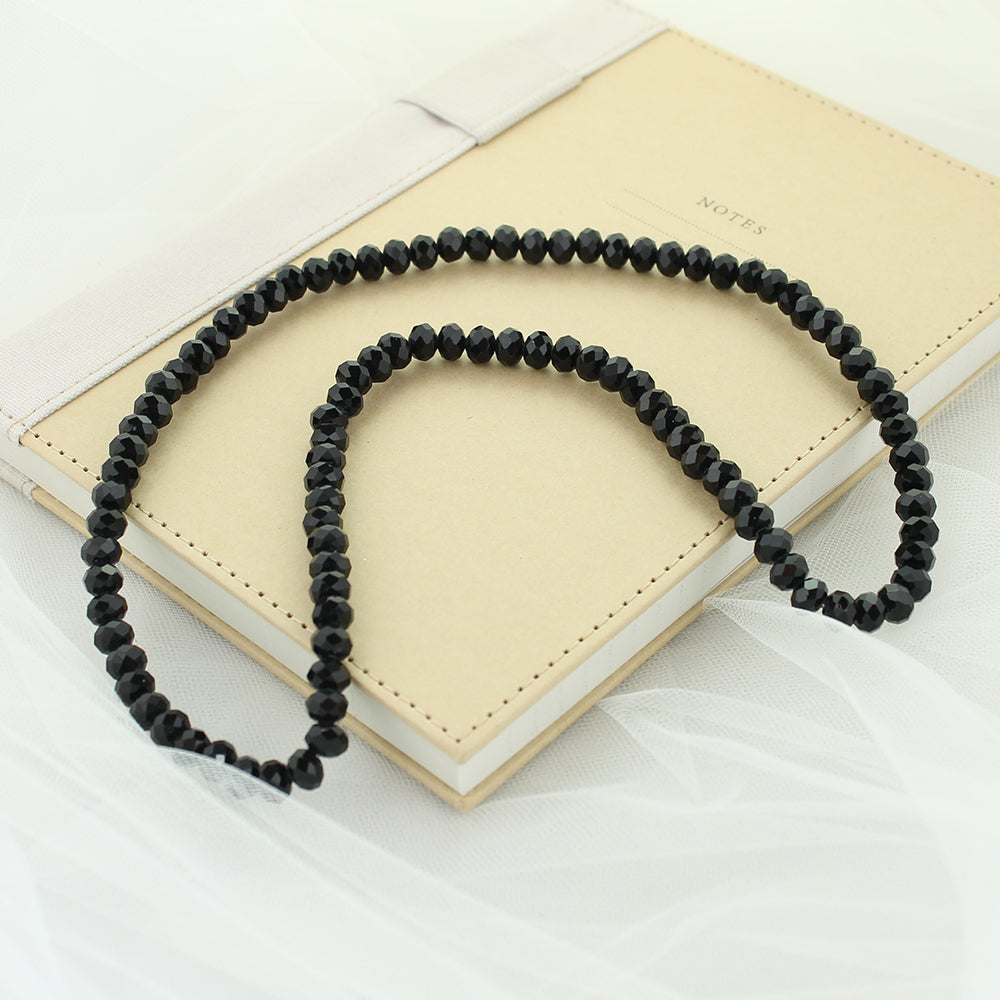 24” Black Crystal Stretch Necklace