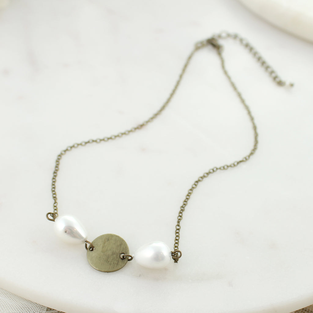 16 - 18” Freshwater Pearl & Disc Necklace